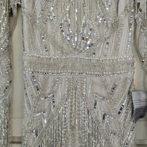 ASOS Edition Silver Sequin Open Back Gown NWT Size 12 Formal Dress - Picture 9 of 16